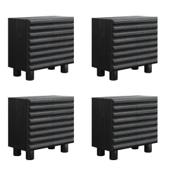 Modern Solid Wood TV Stand Cabinet with Sculpted Door for TVs up to 100