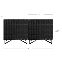 Modern TV Console with Textured Front for TVs up to 65" Black Oak