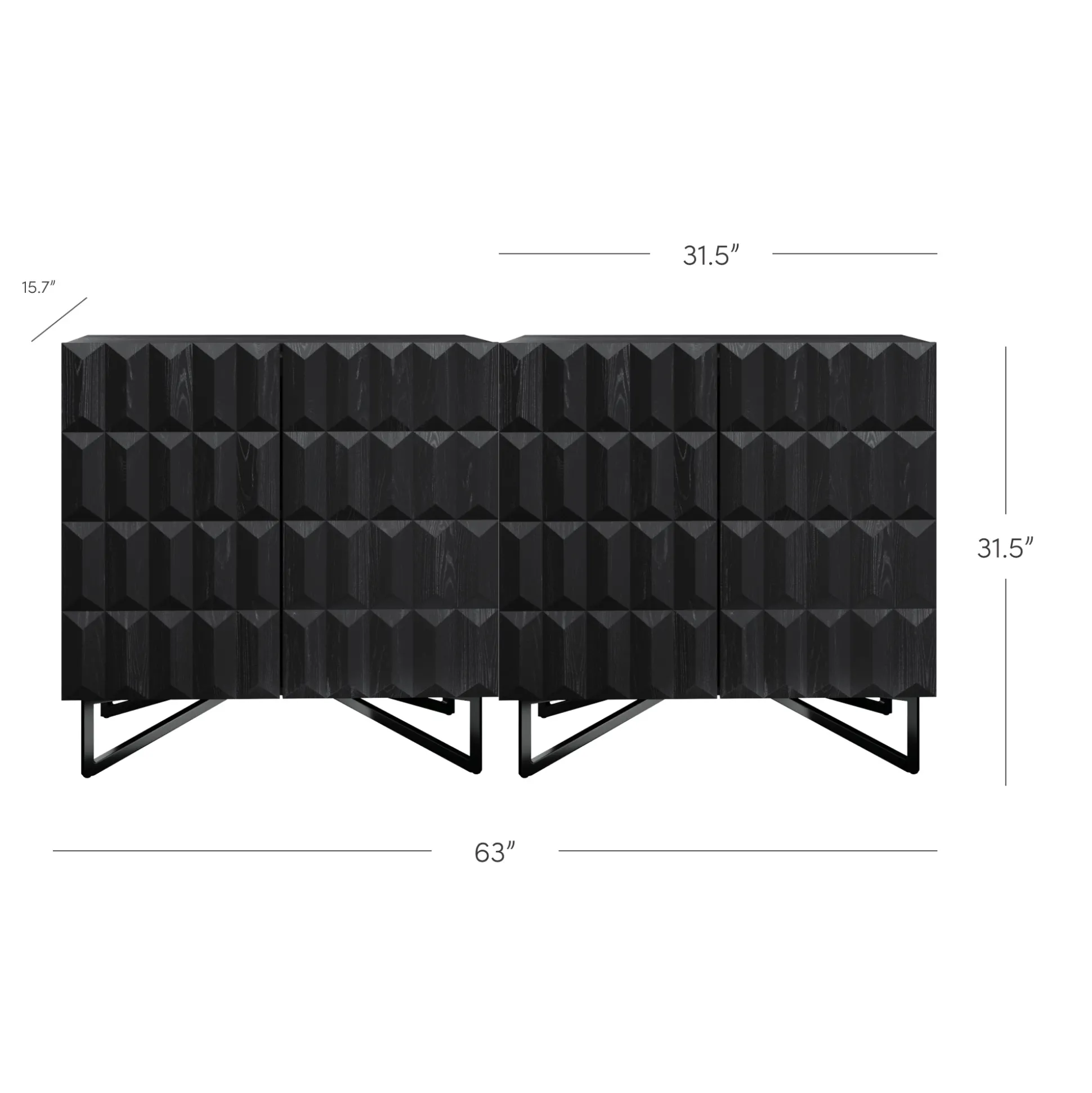 Modern TV Console with Textured Front for TVs up to 65" Black Oak