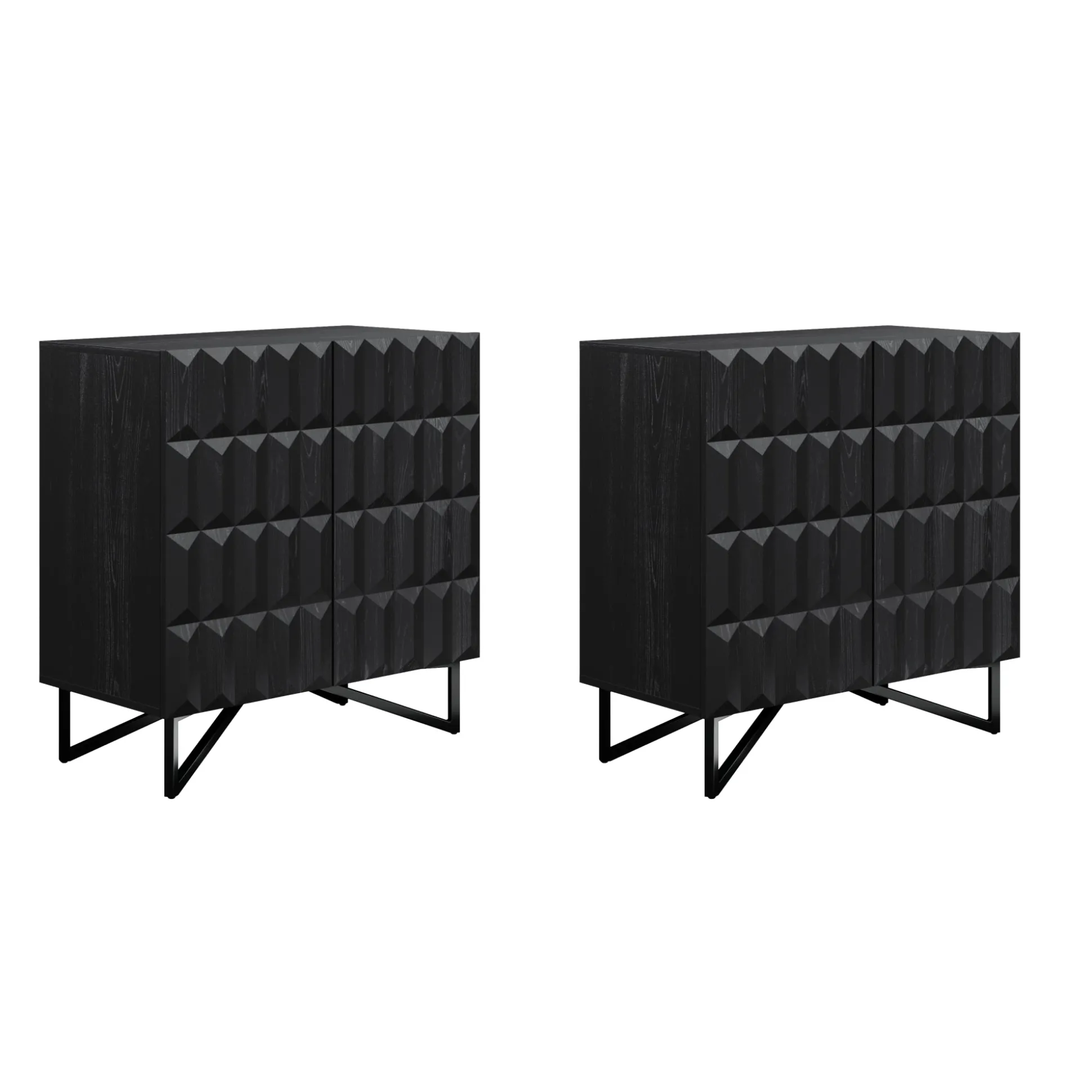 Modern TV Console with Textured Front for TVs up to 65" Black Oak