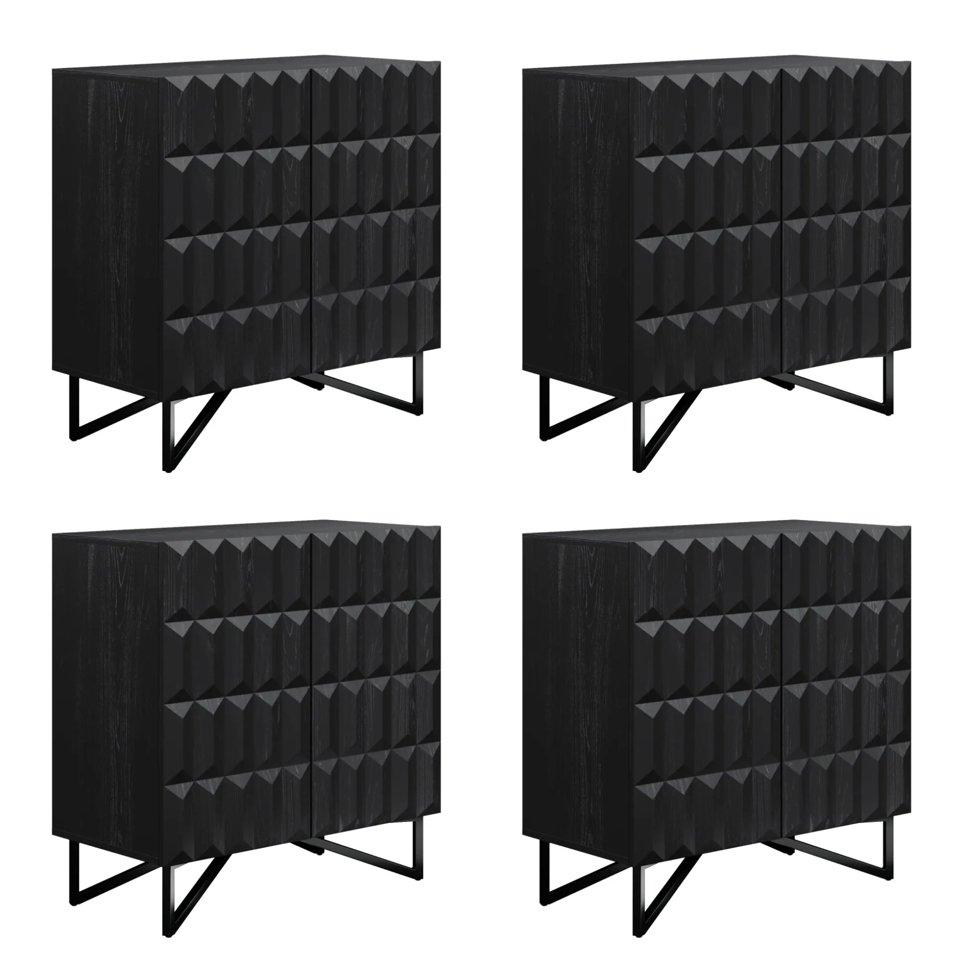 Modern TV Console with Textured Front for TVs up to 100" Black Oak