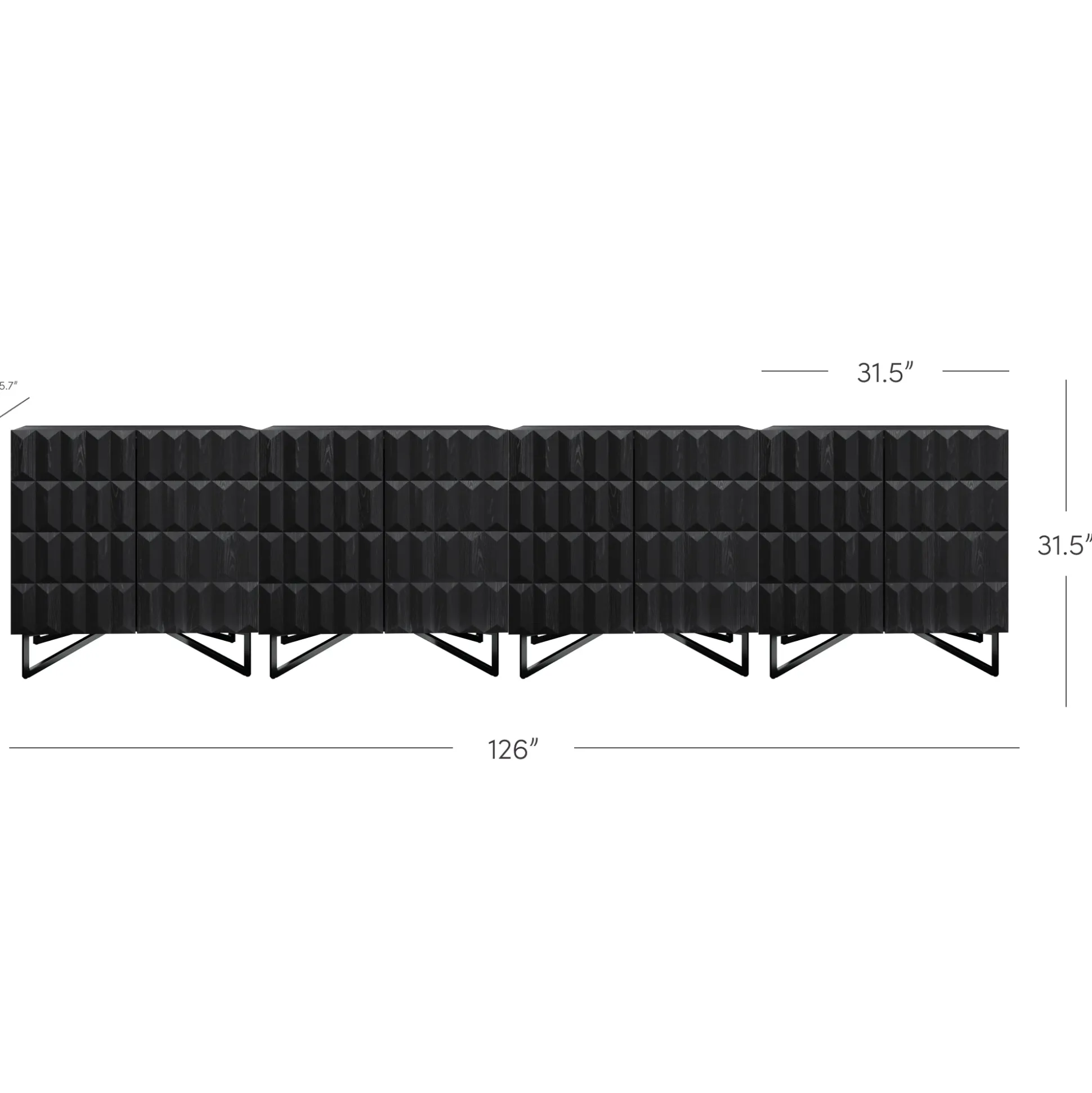 Modern TV Console with Textured Front for TVs up to 100" Black Oak