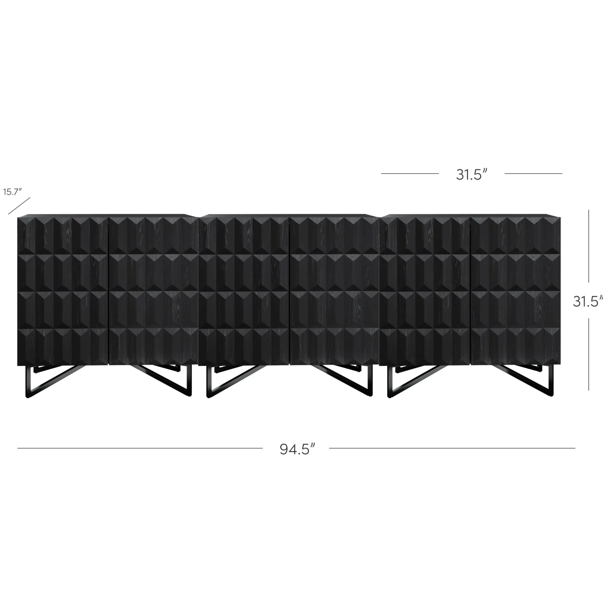 Modern TV Console with Textured Front for TVs up to 75" Black Oak