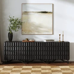Modern TV Console with Textured Front for TVs up to 75