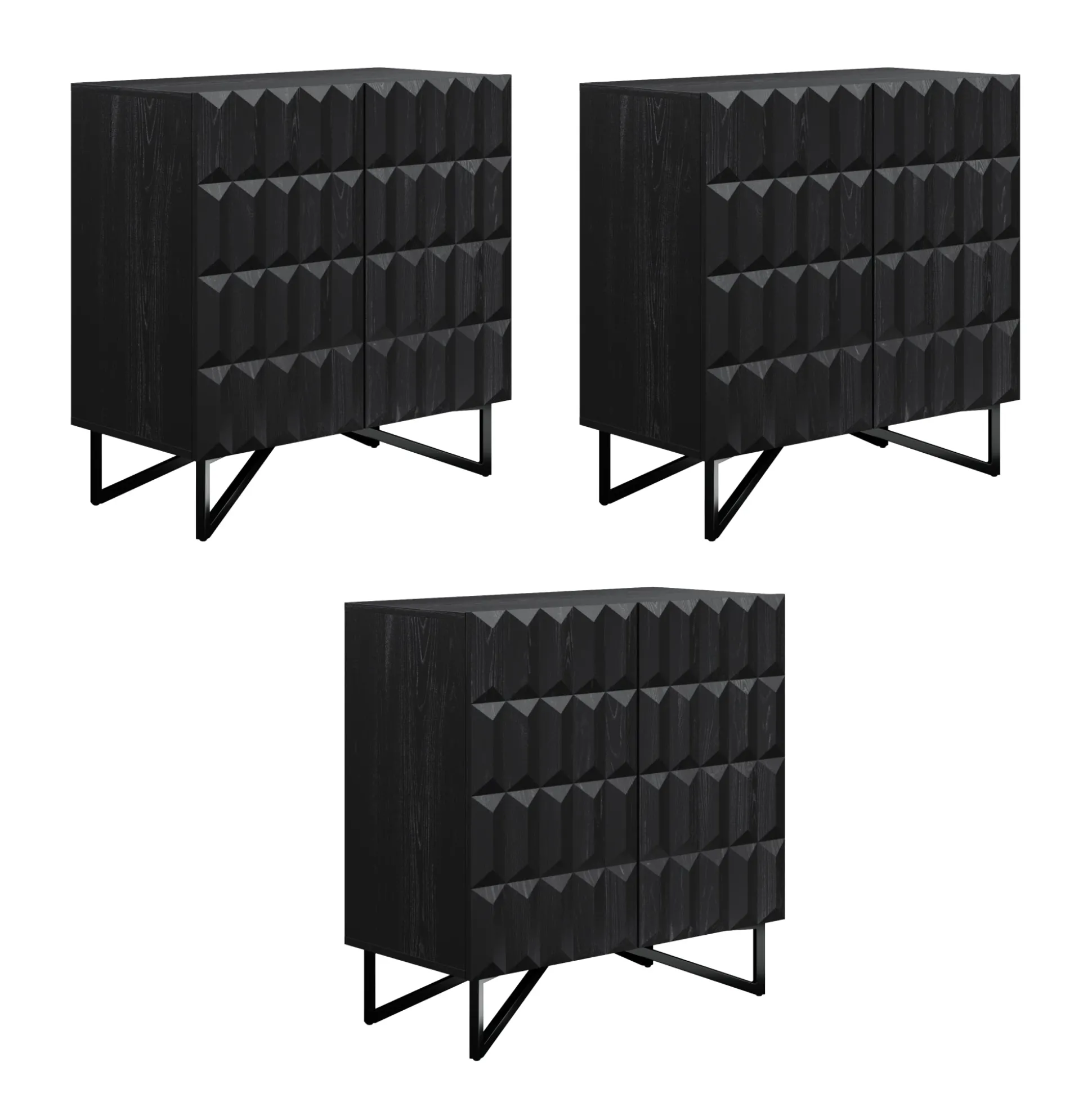 Modern TV Console with Textured Front for TVs up to 75" Black Oak