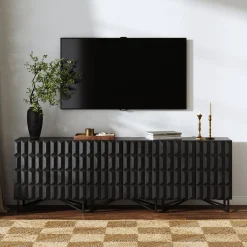 Modern TV Console with Textured Front for TVs up to 75