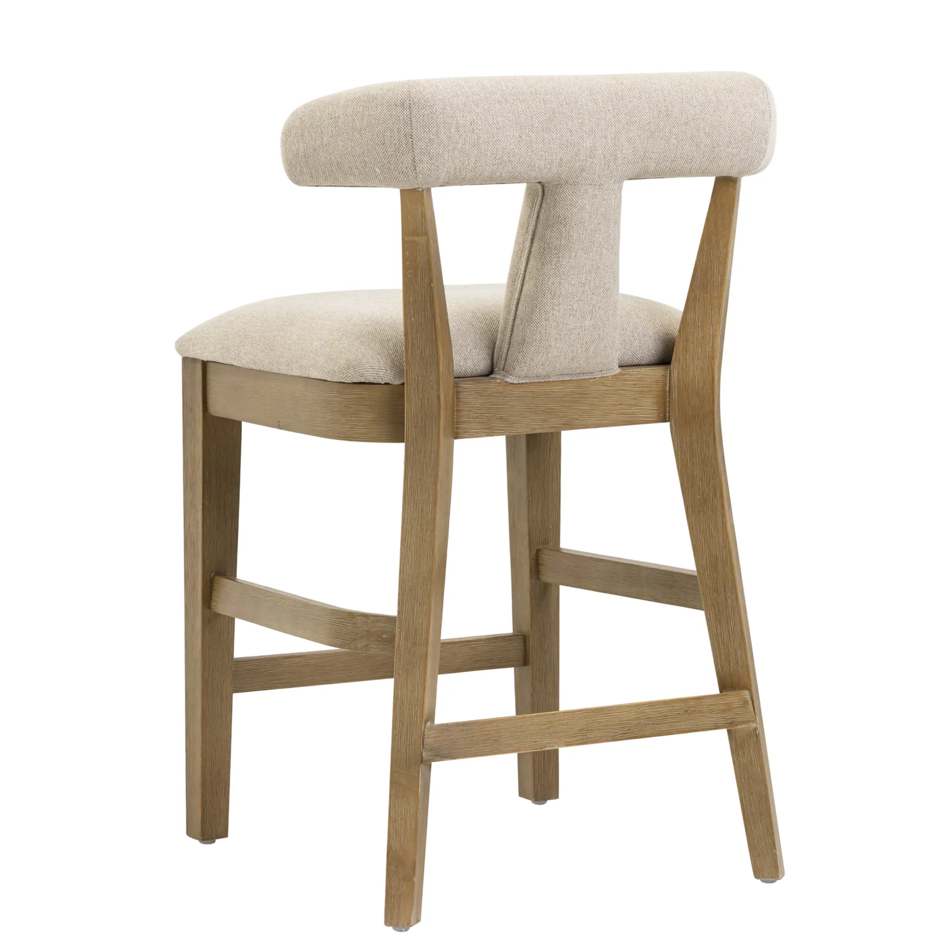 Modern Upholstered Bar Stools with Back Light Brown (Set of 3)