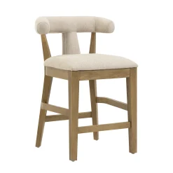 Modern Upholstered Bar Stool with Back Light Brown