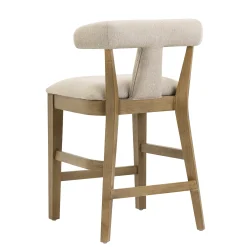 Modern Upholstered Bar Stool with Back Light Brown