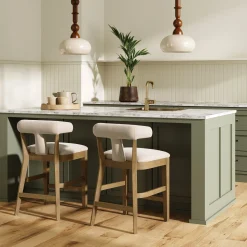 Modern Upholstered Bar Stool with Back Light Brown