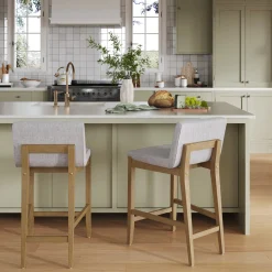 Modern Upholstered Counter Height Bar Stool w/ Back Gray