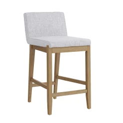 Modern Upholstered Counter Height Bar Stool w/ Back Gray