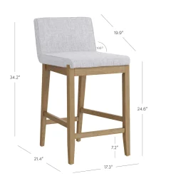 Modern Upholstered Counter Height Bar Stool w/ Back Gray