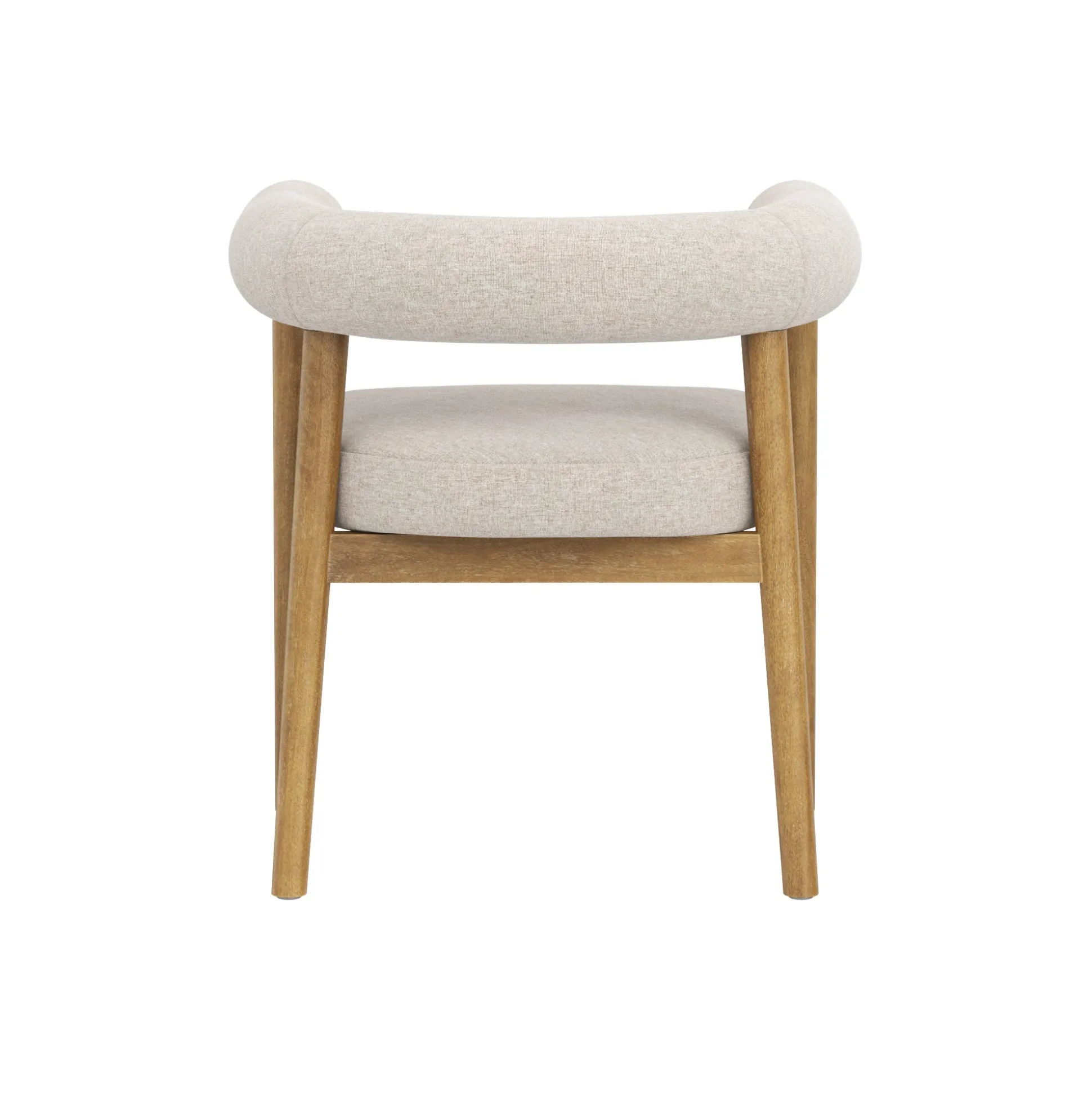 Modern Upholstered Curved Back Dining Chair Flax/Light Brown