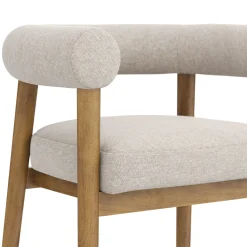 Modern Upholstered Curved Back Dining Chair Flax/Light Brown