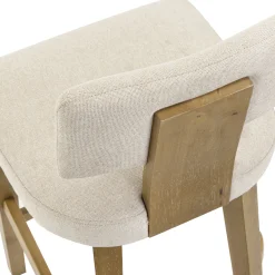 Modern Upholstered Stool with Bent Wood Back Flax/Light Brown (Set of 4)