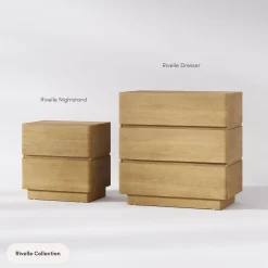 Modern Wood 2 Drawer Nightstands Light Brown (Set of 2)