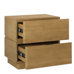 Modern Wood 2 Drawer Nightstand with Rounded Edges Light Brown