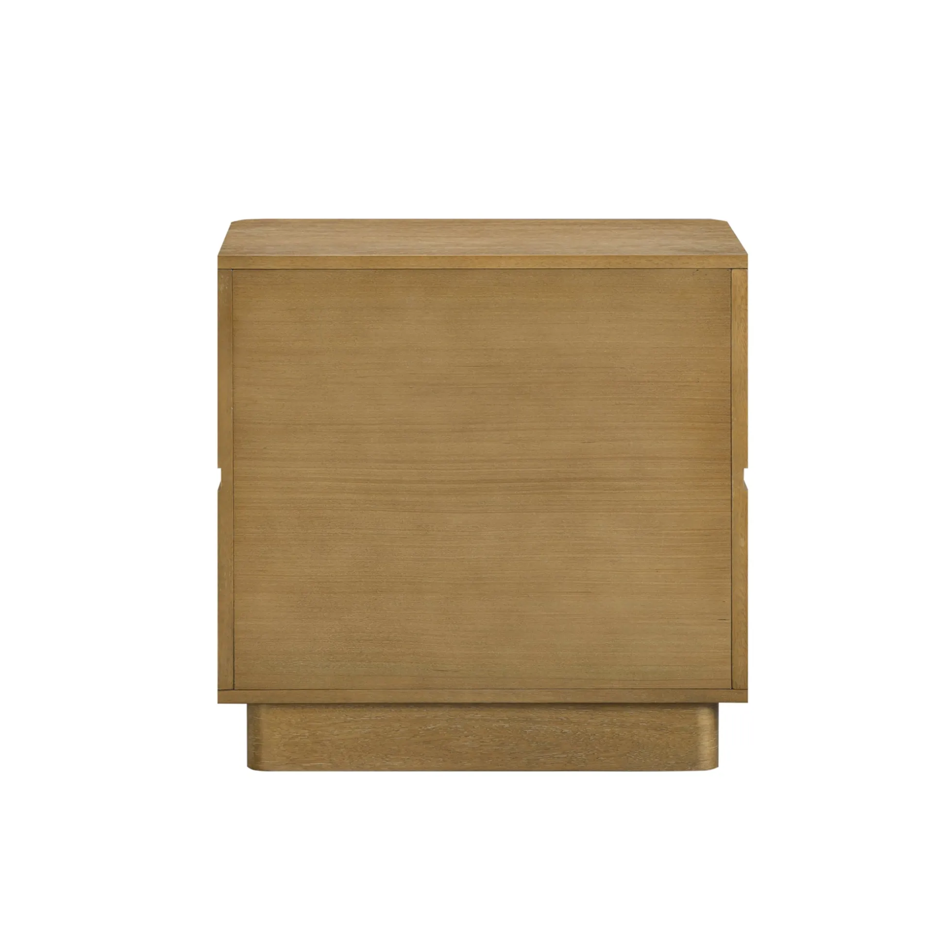 Modern Wood 2 Drawer Nightstand with Rounded Edges Light Brown