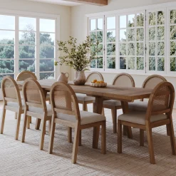 Natural Rattan Dining Table Set (8 Chairs)