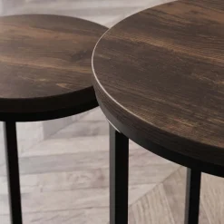 Nesting Round End Table Set Black/Nutmeg (Set of 2)