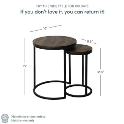 Nesting Round End Table Set Black/Nutmeg (Set of 2)