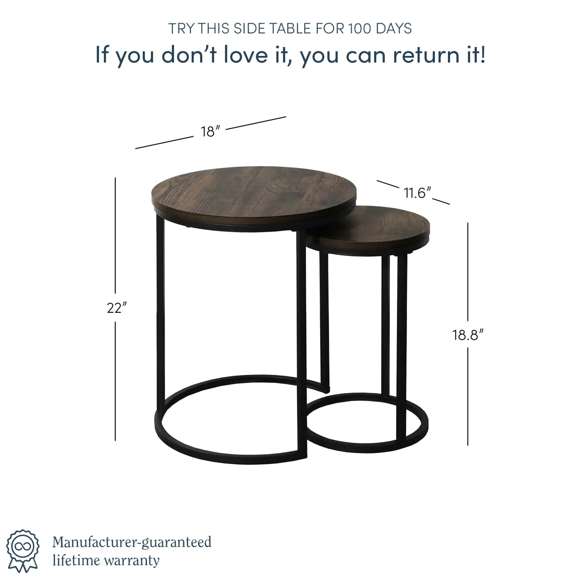 Nesting Round End Table Set Black/Nutmeg (Set of 2)