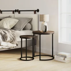 Nesting Round End Table Set Nutmeg