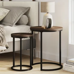 Nesting Round End Table Set Nutmeg