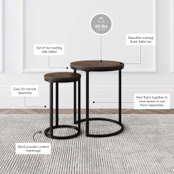 Nesting Round End Table Set Nutmeg