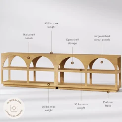 Organic Modern Wood Arched Open Shelf Storage Cabinet Light Brown (Set of 2)