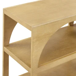 Organic Modern Wood Arched Open Shelf Storage Cabinet Light Brown (Set of 3)