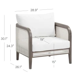 Outdoor Wood & Rattan Patio Arm Chair Graphite