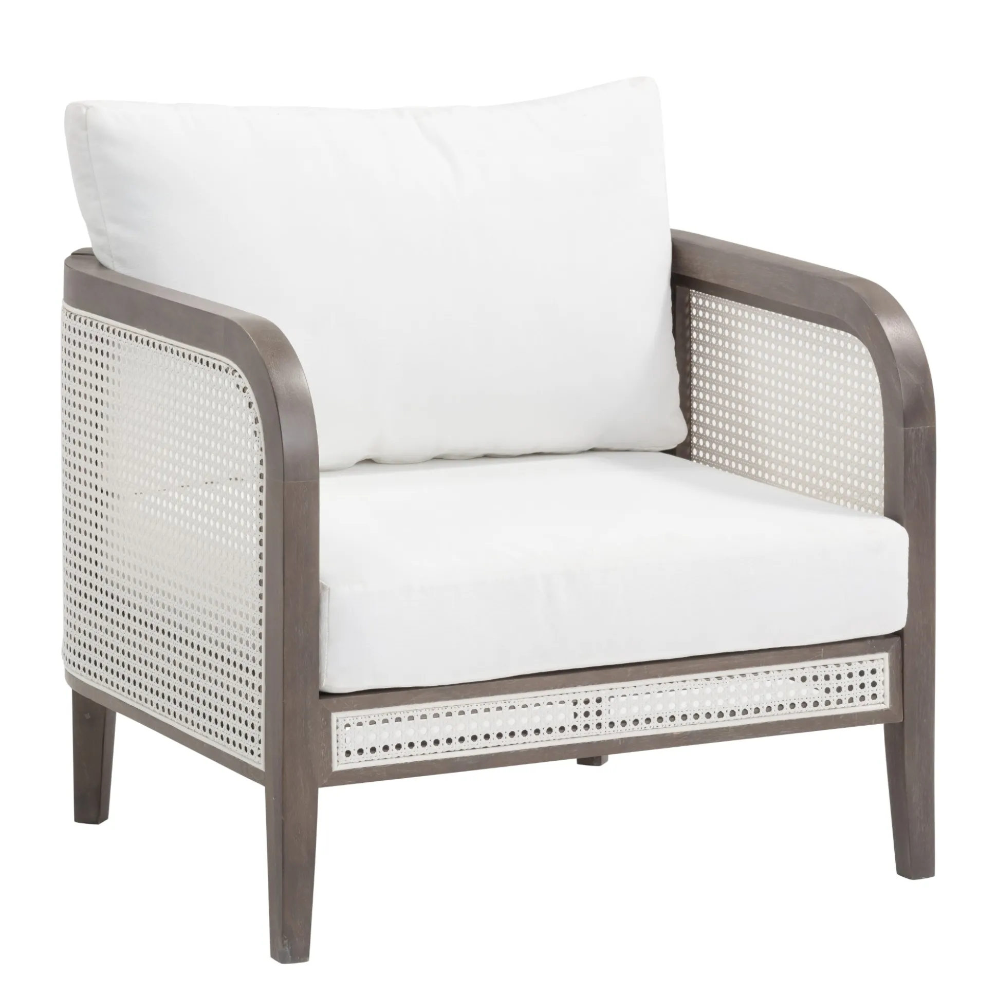 Outdoor Wood & Rattan Patio Arm Chair Graphite