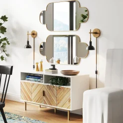 Plug-In Adjustable Metal Wall Light Black Brass