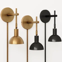 Plug-In Adjustable Metal Wall Light Brass