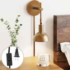 Plug-In Adjustable Metal Wall Light Brass