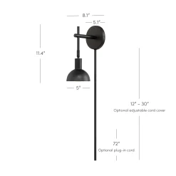 Plug-In Adjustable Metal Wall Light Black
