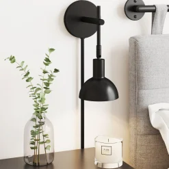 Plug-In Adjustable Metal Wall Light Black