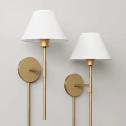 Plug-in Cotton Shade Wall Lights (Set of 2)