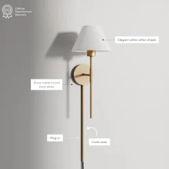 Plug-in Cotton Shade Wall Light
