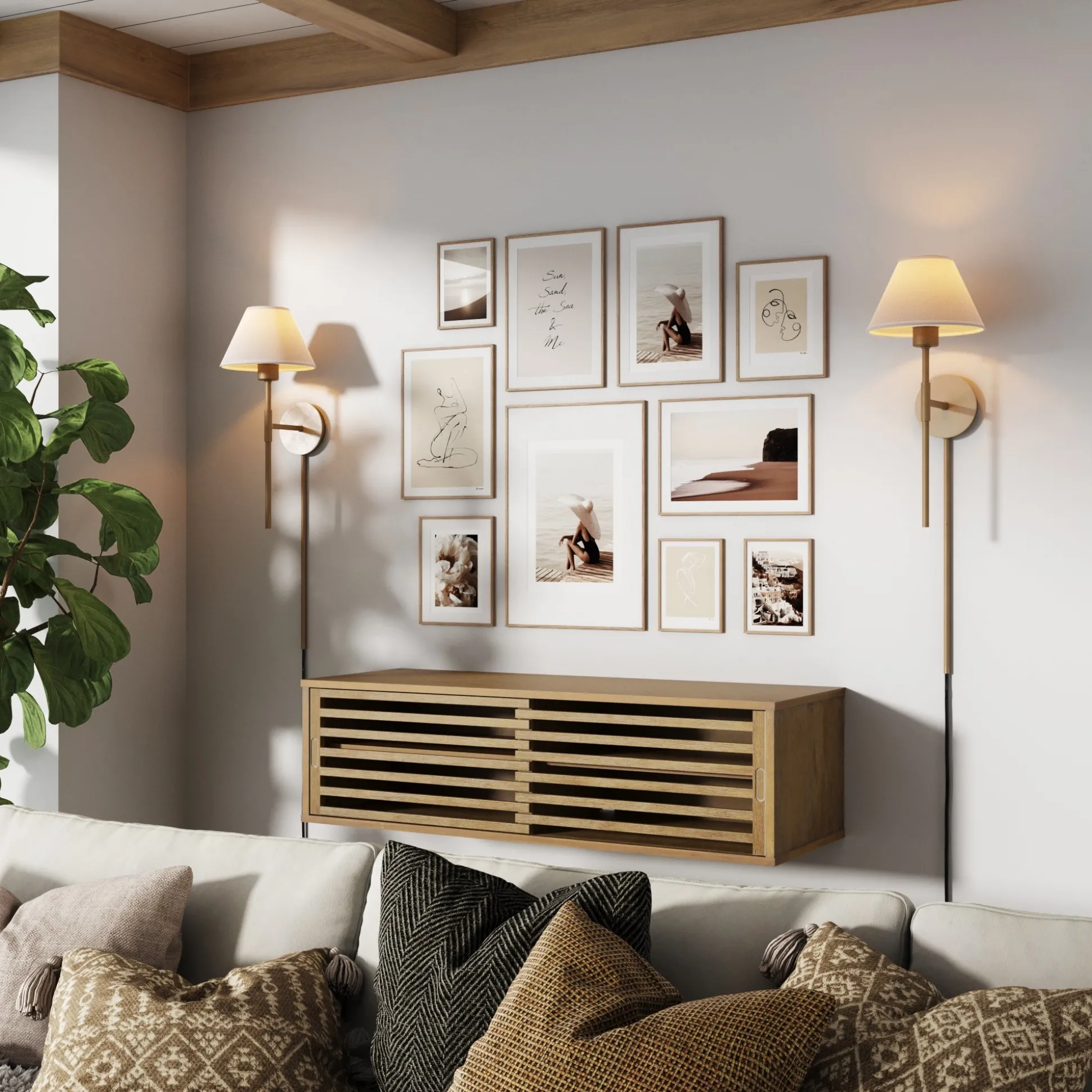 Plug-in Cotton Shade Wall Light