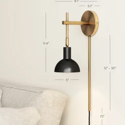 Plug-in Metal Wall Light Black Brass (Set of 2)