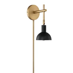 Plug-in Metal Wall Light Black Brass (Set of 2)