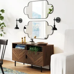 Plug-in Metal Wall Lights Black (Set of 2)