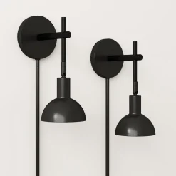 Plug-in Metal Wall Lights Black (Set of 2)