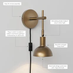 Plug-in Metal Wall Lights Brass (Set of 2)