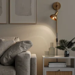 Plug-in Metal Wall Lights Brass (Set of 2)