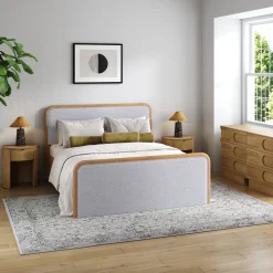 Queen Bedroom Set with 2 Arched Dressers and 2 Nightstands Gray/Light Brown