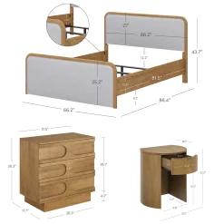 Queen Bedroom Set with 2 Arched Dressers and 2 Nightstands Gray/Light Brown